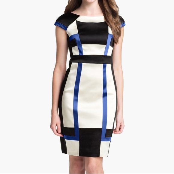 JAX Colorblock Cap Sleeve Sheath Dress - Picture 1 of 7